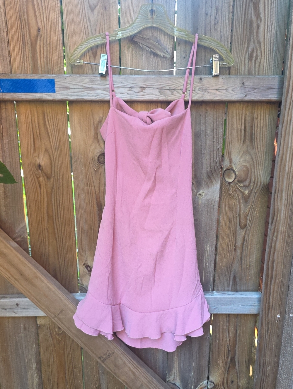 Pink Spaghetti Strap Ruffle Hem Dress